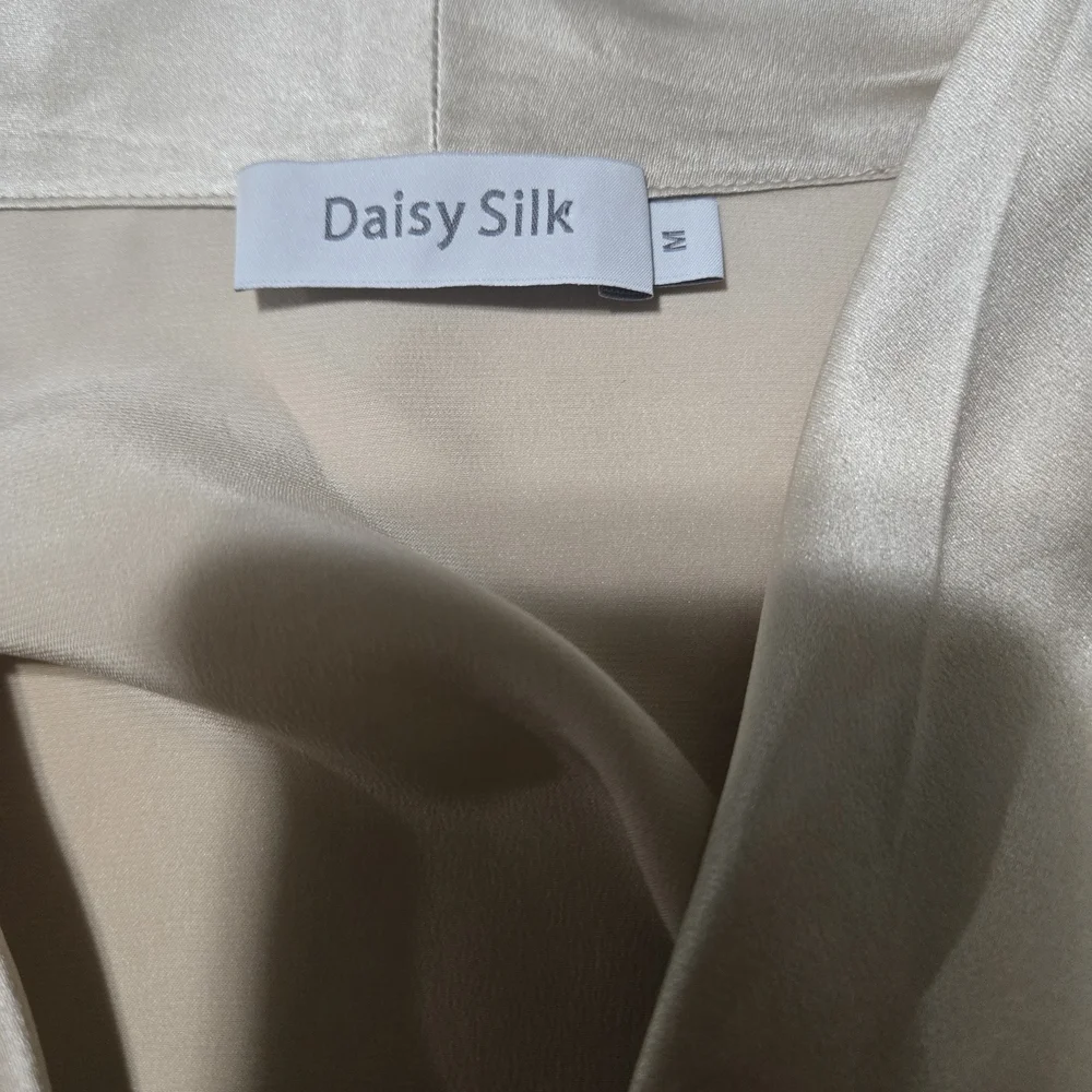Elegant Cream Satin Wrap Blouse - Picture 5 of 8